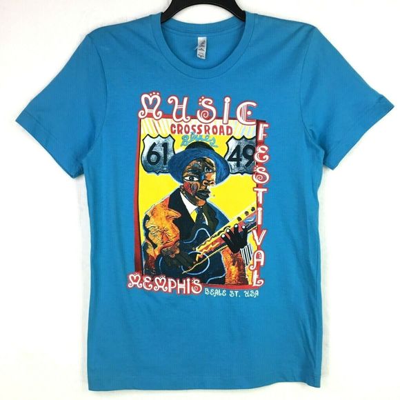 Canvas Tops - George Hunt Memphis Beale St Tee Music Festival Crossroad Blues T-Shirt Size M
